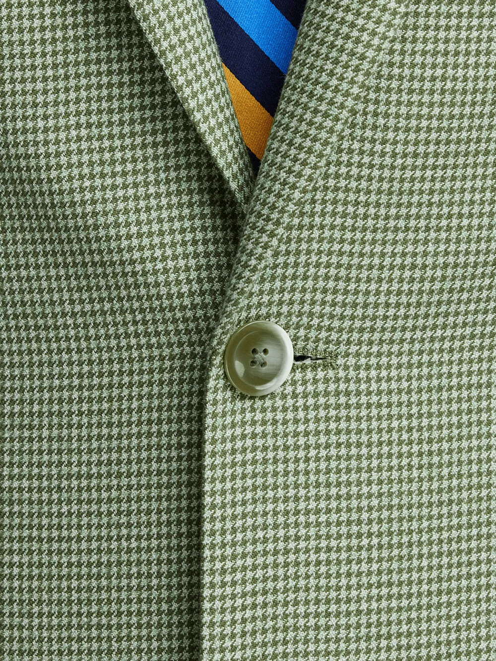 Cotton Blend Houndstooth Single Breasted Notch Lapel Suit Jacket - Green