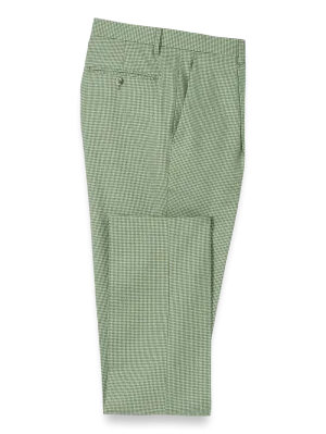 Cotton Blend Single Pleat Suit Pants - Green