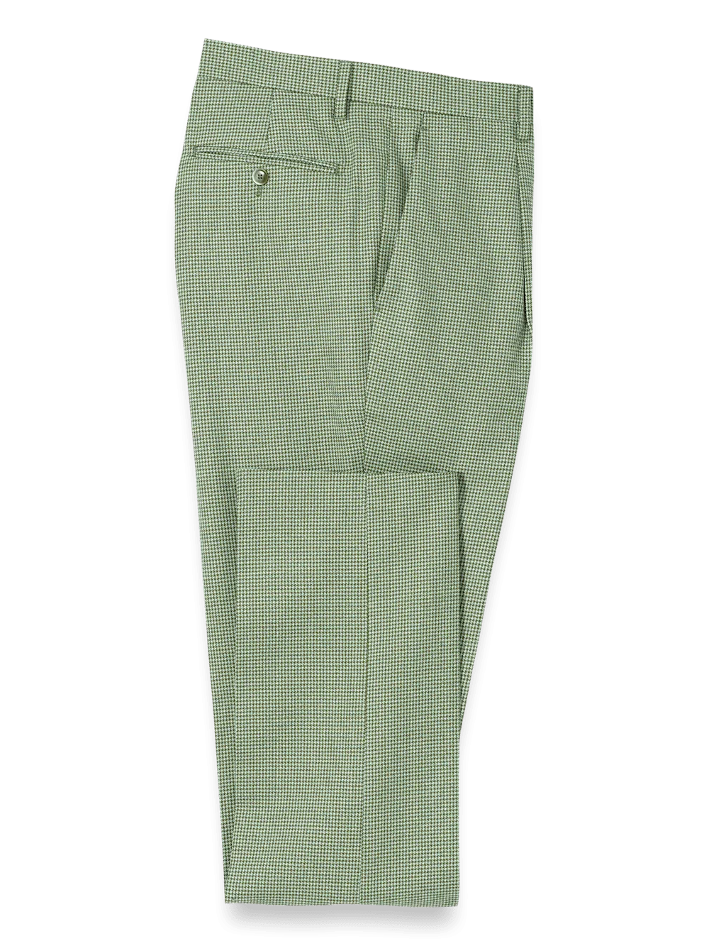 Cotton Blend Single Pleat Suit Pants - Green