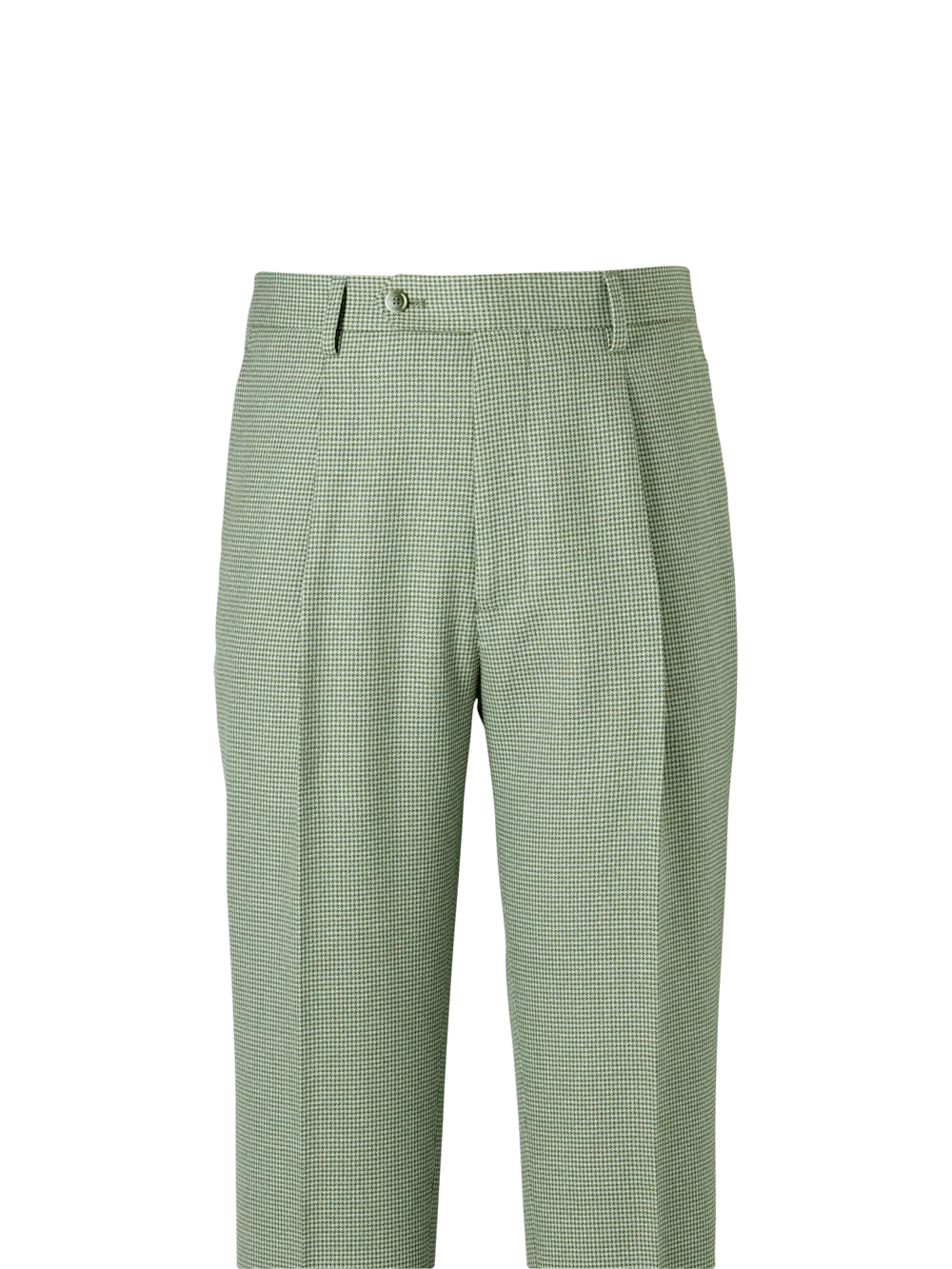 Cotton Blend Single Pleat Suit Pants - Green