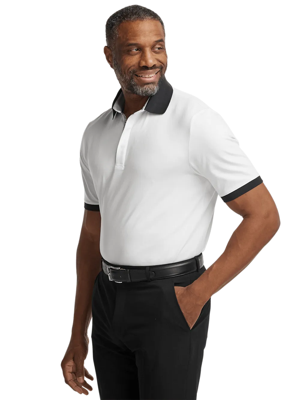 Cotton Blend Three Button Polo - White