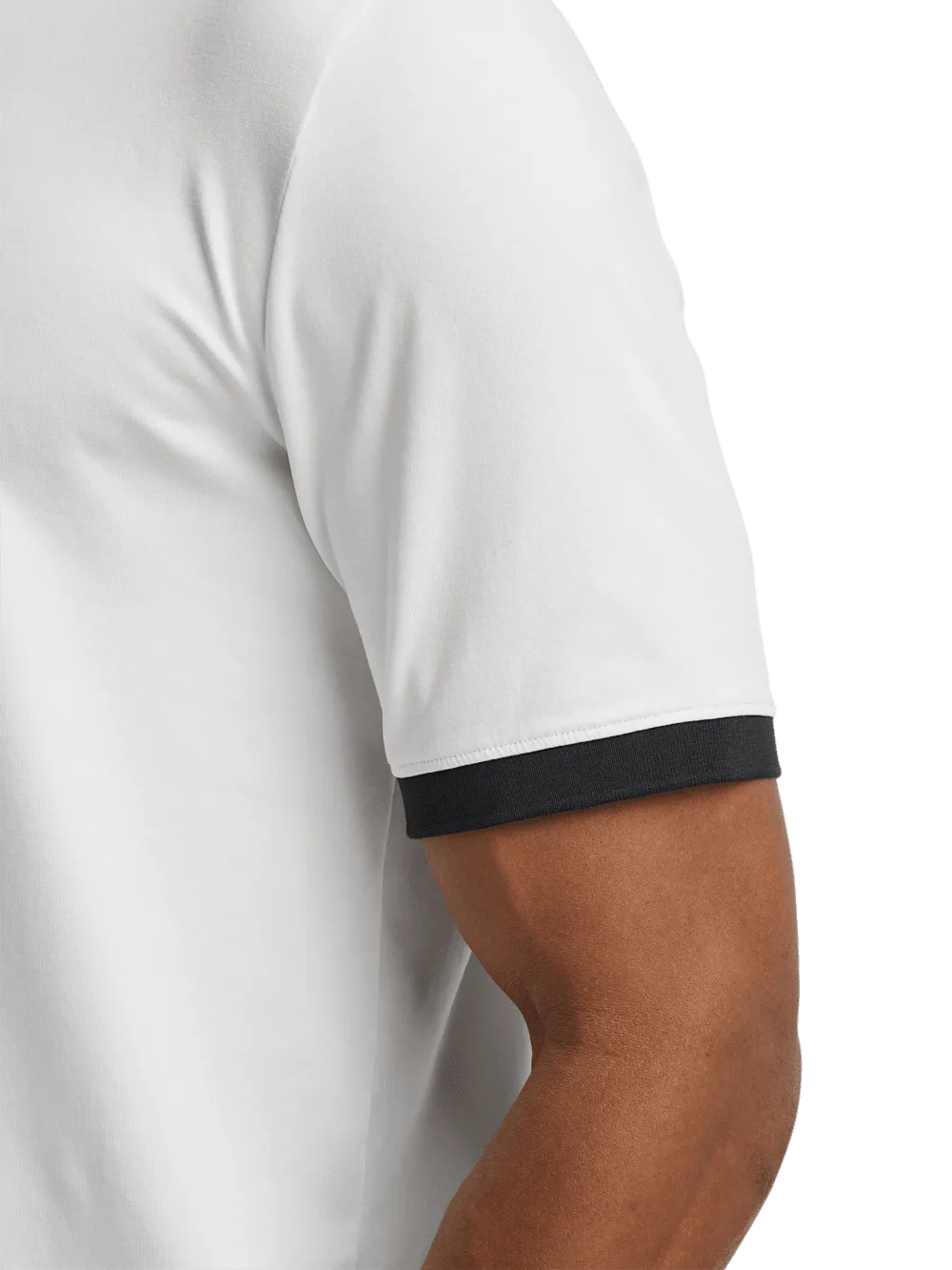 Cotton Blend Three Button Polo - White