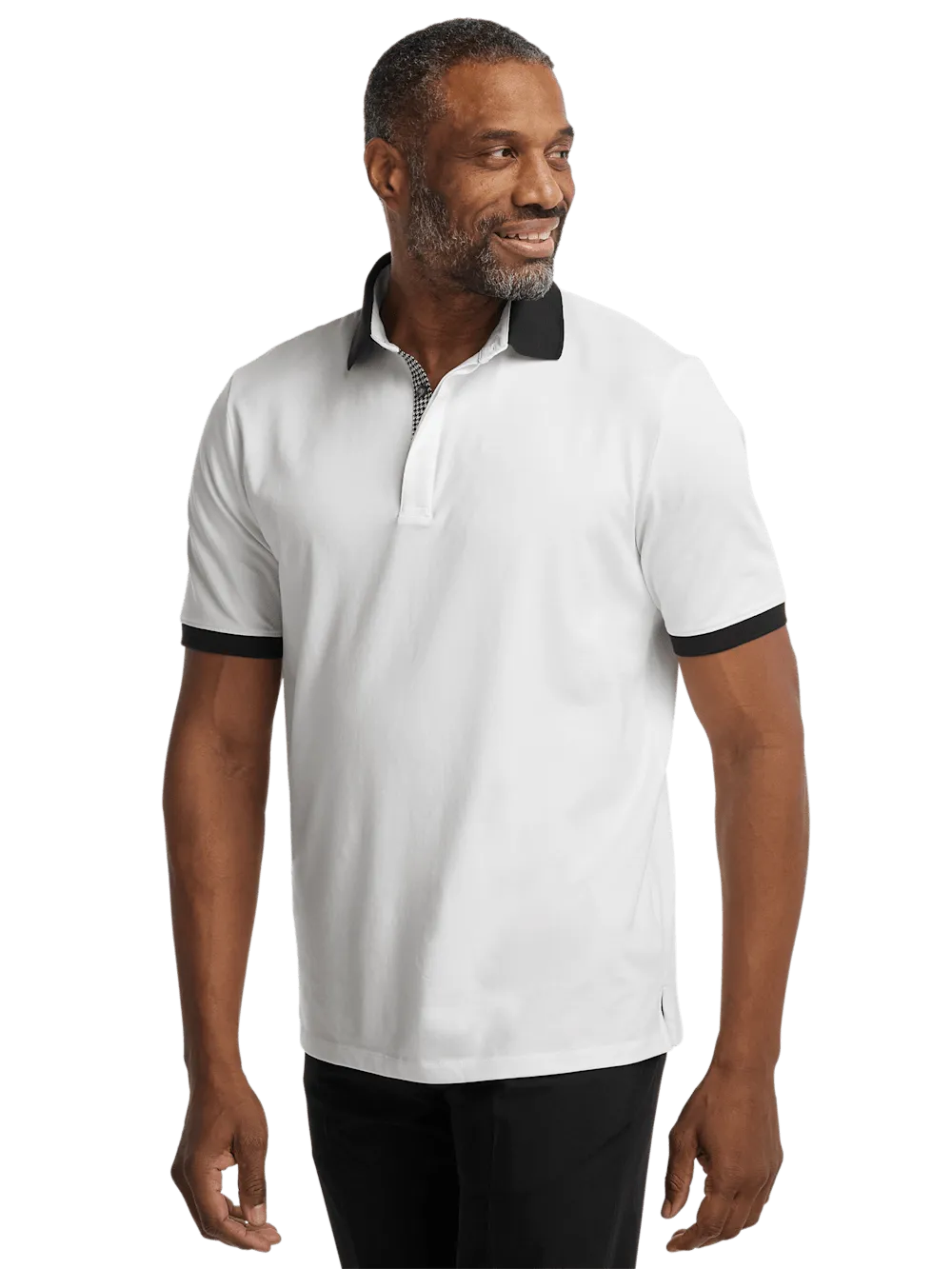 Cotton Blend Three Button Polo - White