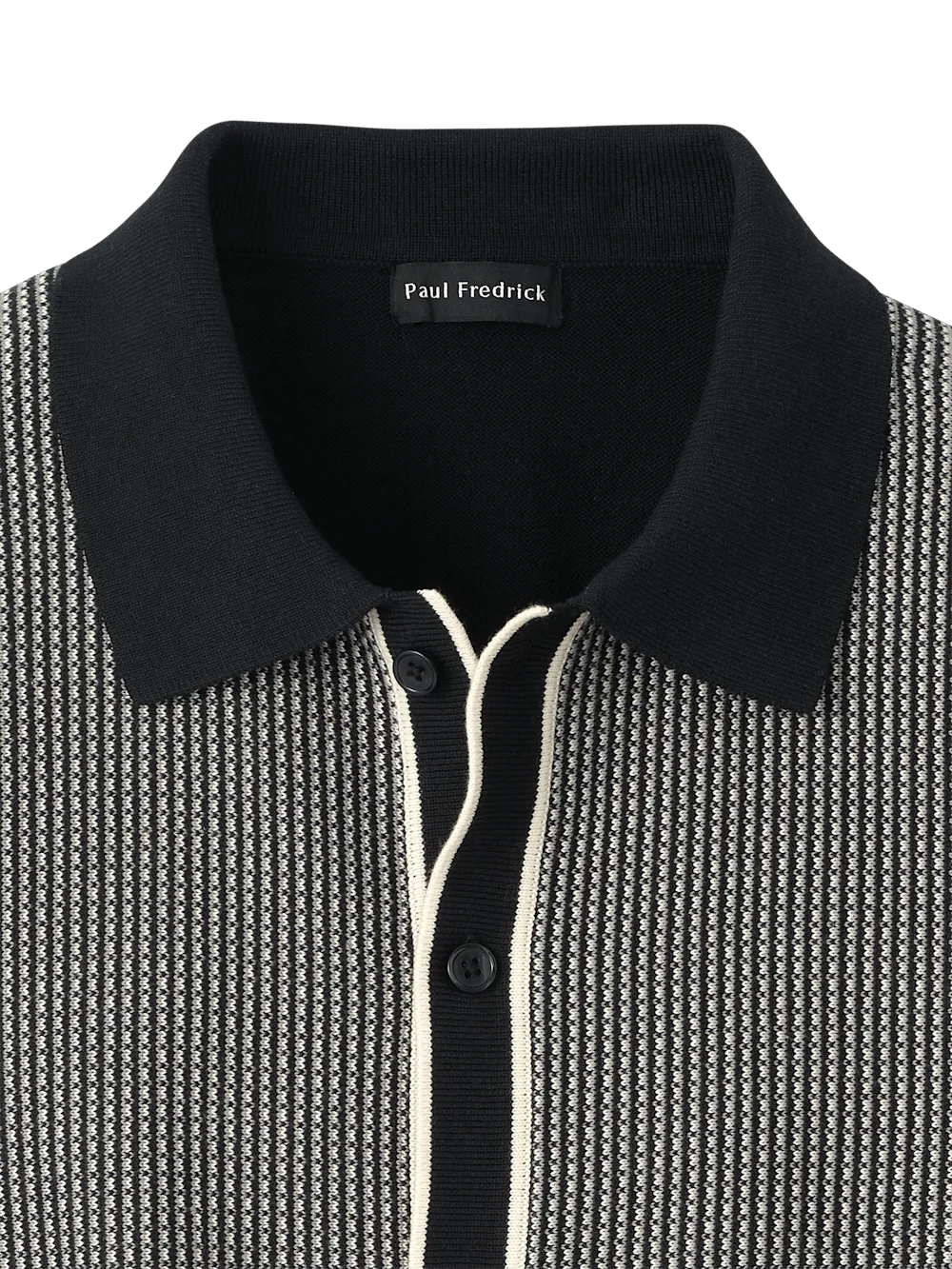 Cotton Button Front Polo - Black