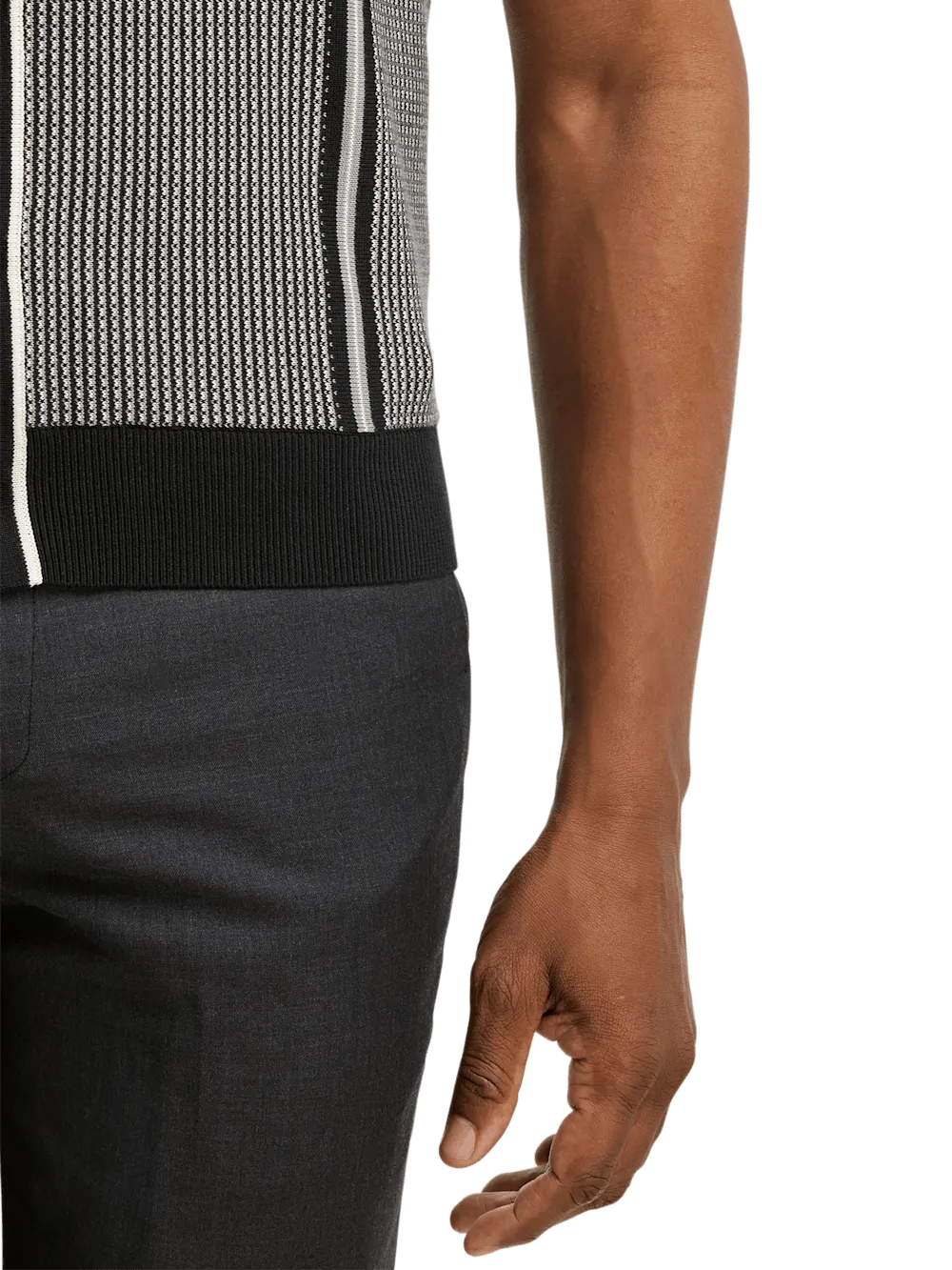 Cotton Button Front Polo - Black