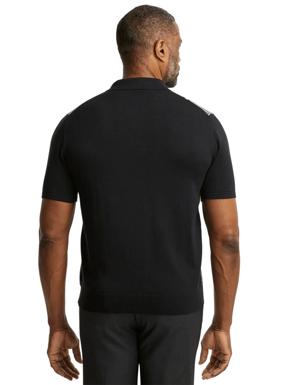 Cotton Button Front Polo - Black