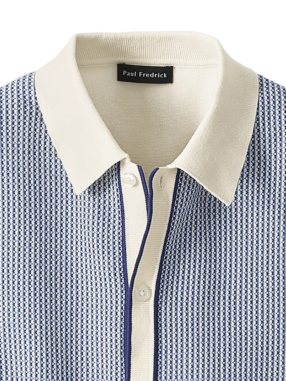 Cotton Button Front Polo - Blue