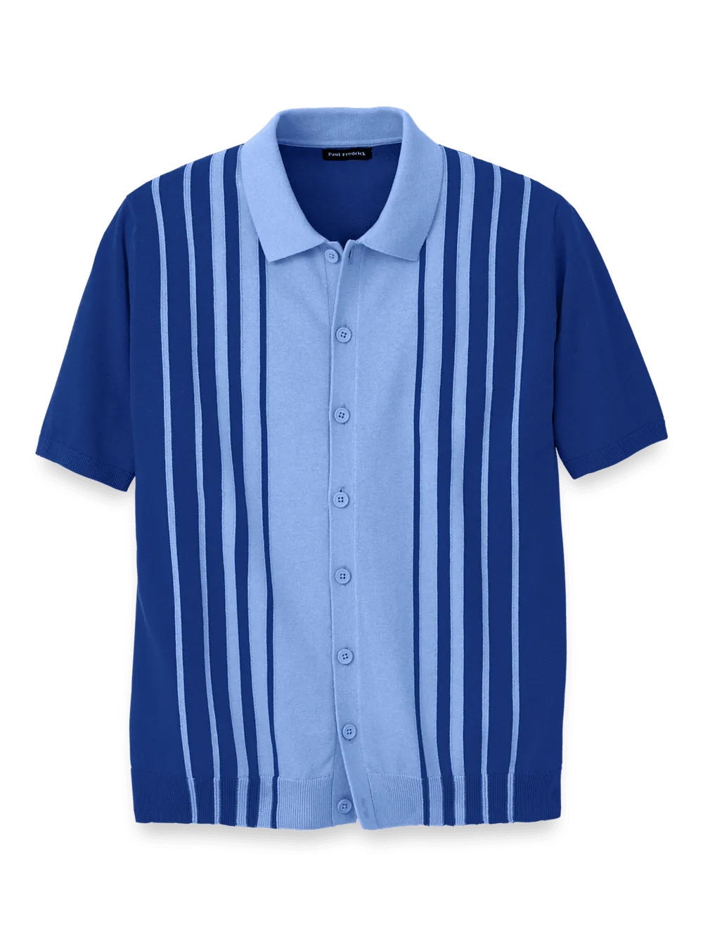 Cotton Button Front Polo - Blue
