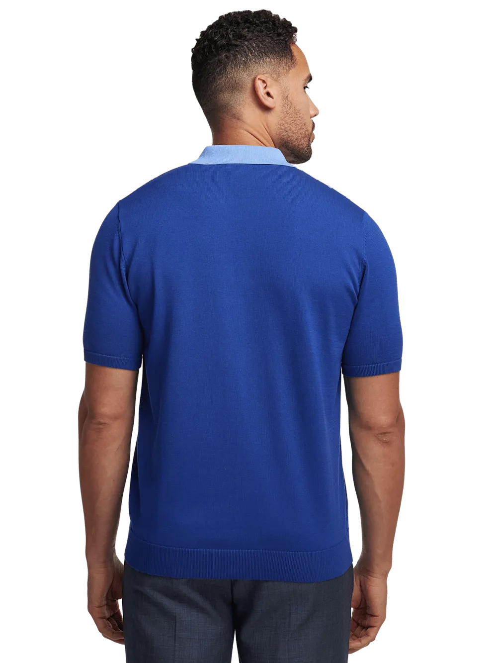 Cotton Button Front Polo - Blue