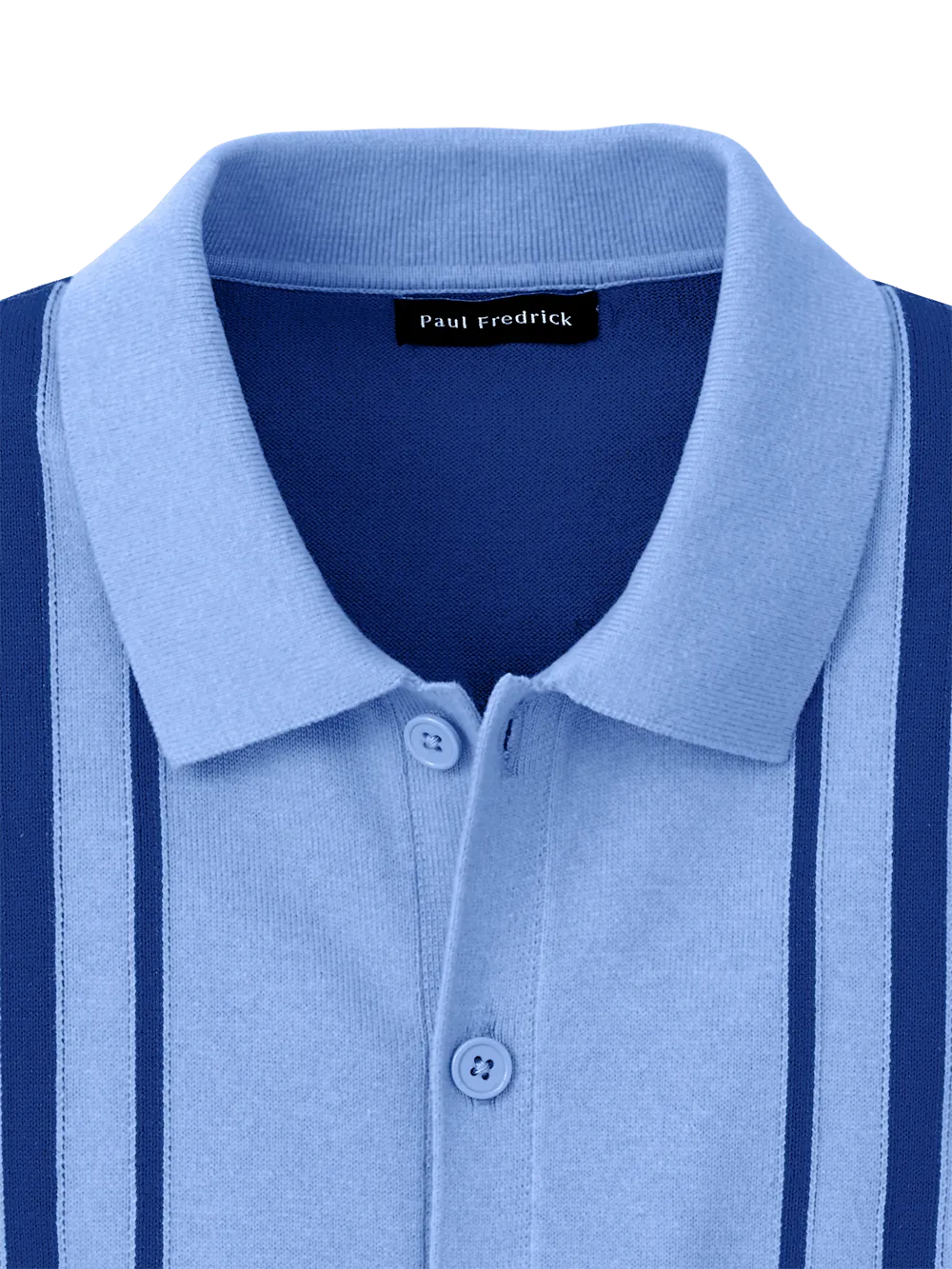 Cotton Button Front Polo - Blue