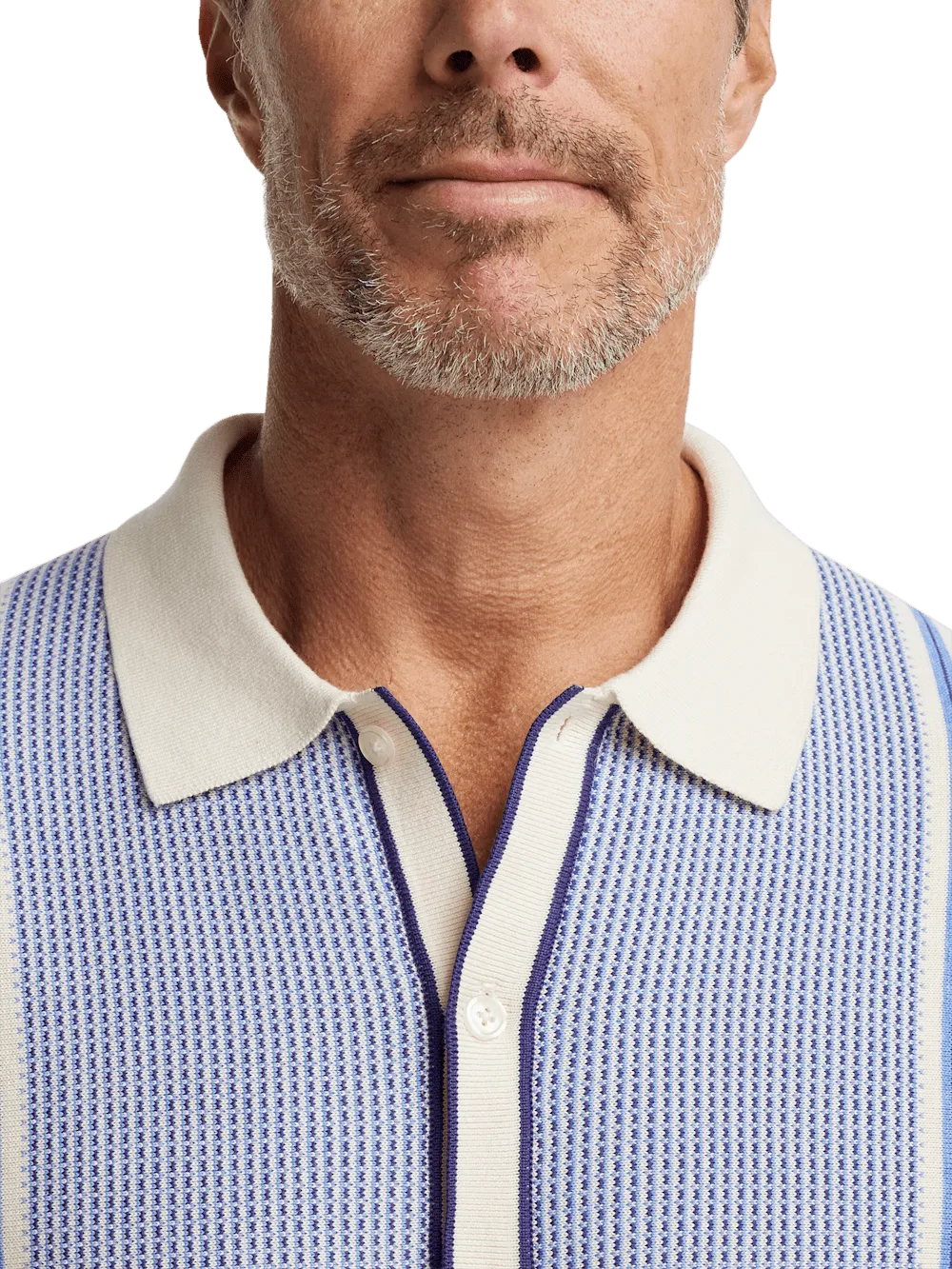 Cotton Button Front Polo - Blue