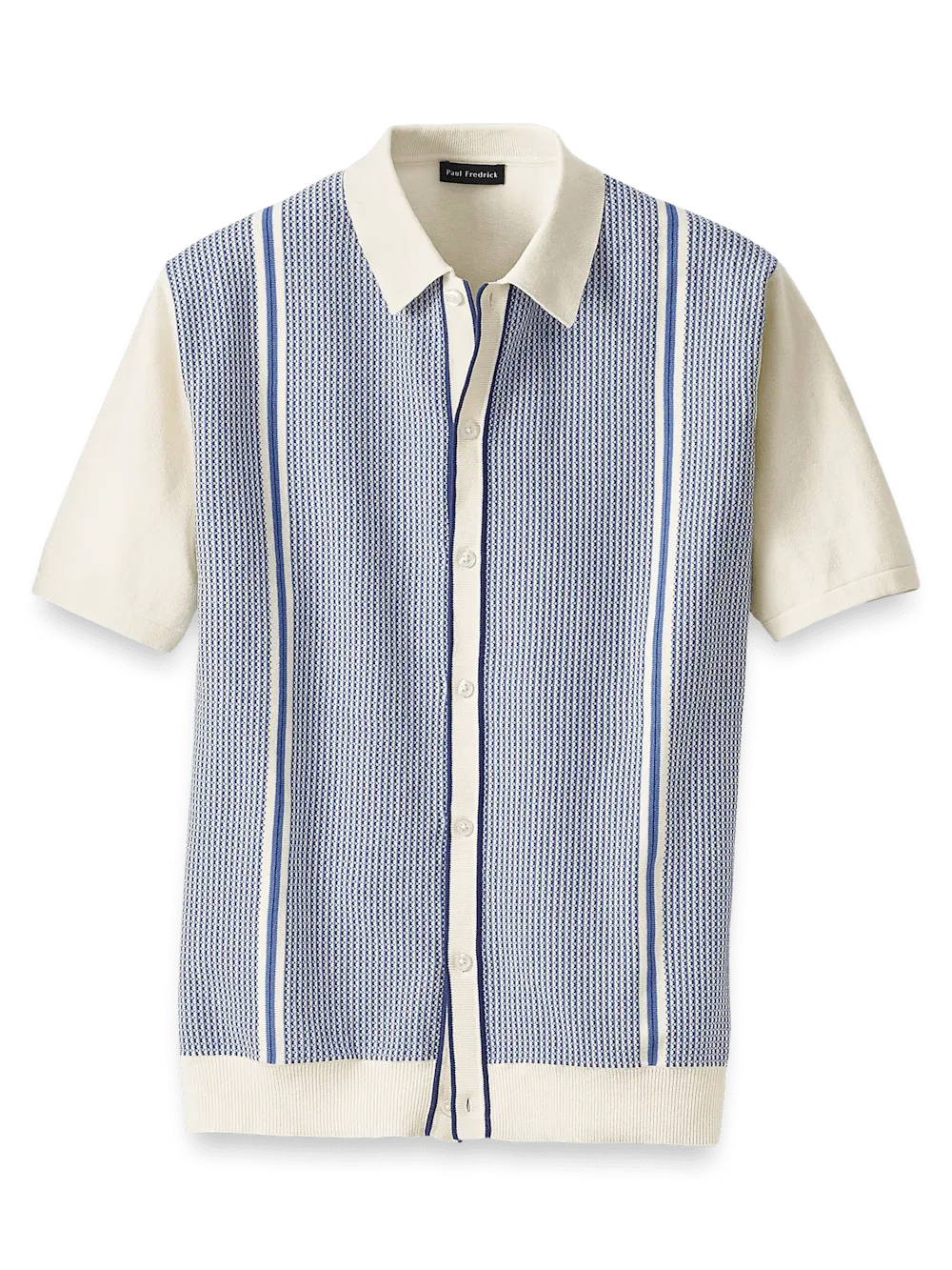 Cotton Button Front Polo - Blue