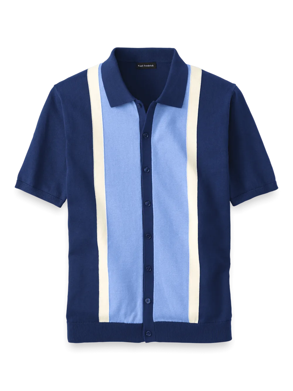 Cotton Button Front Polo - Navy