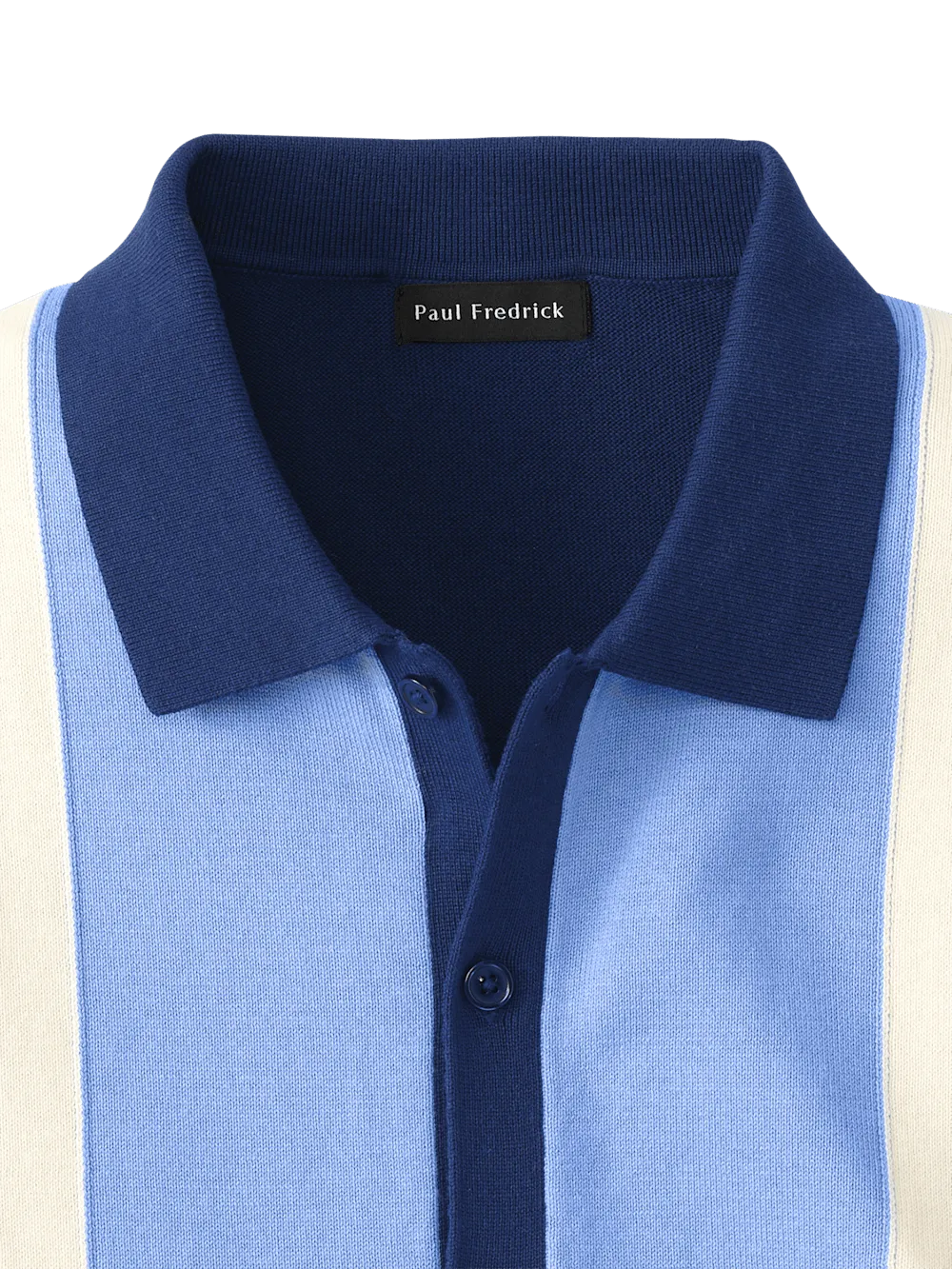 Cotton Button Front Polo - Navy