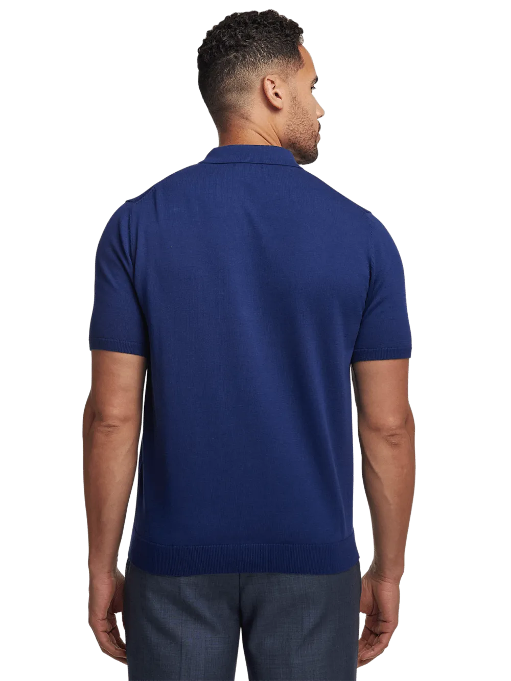 Cotton Button Front Polo - Navy