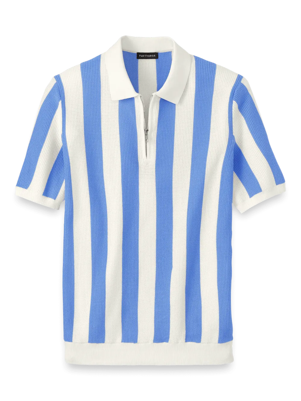 Cotton Quarter Zip Polo - Blue