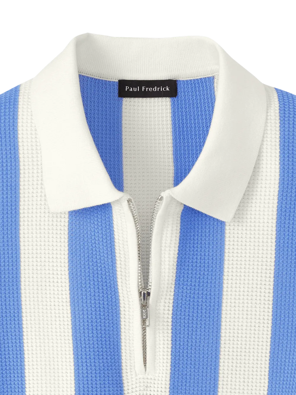 Cotton Quarter Zip Polo - Blue