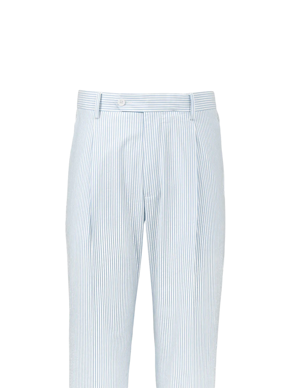 Cotton Seersucker Single Pleated Pants - Tan/white