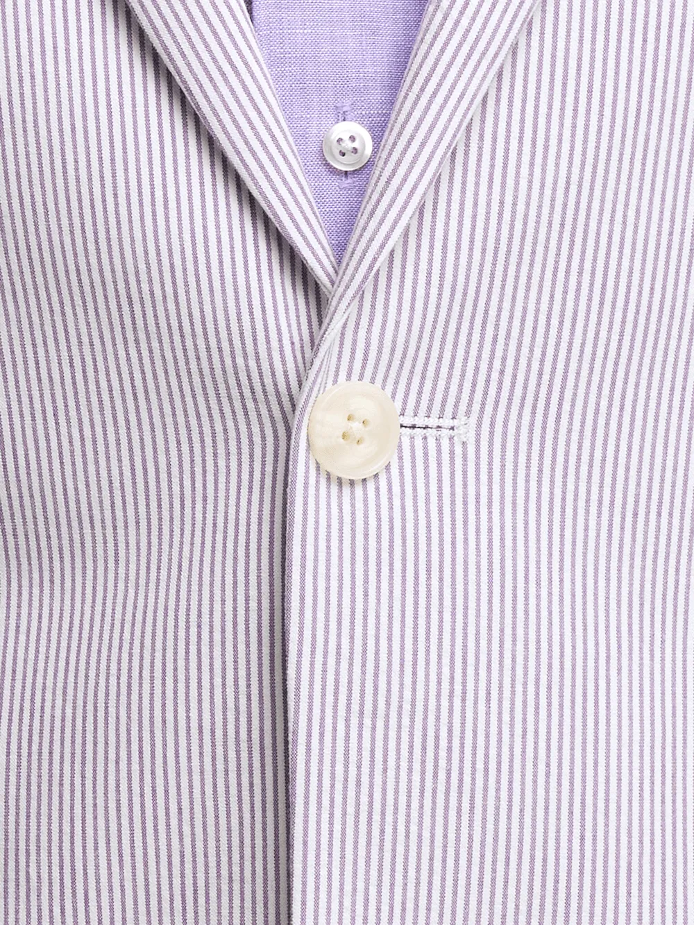 Cotton Stretch Stripe Seersucker Single Breasted Notch Lapel Suit Jacket - Purple/white