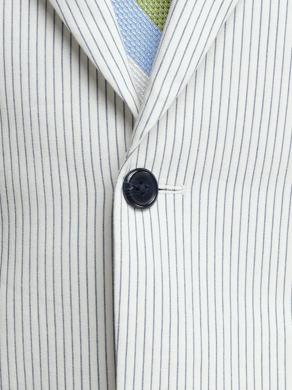 Cotton Stretch Stripe Seersucker Single Breasted Peak Lapel Suit Jacket - White/blue