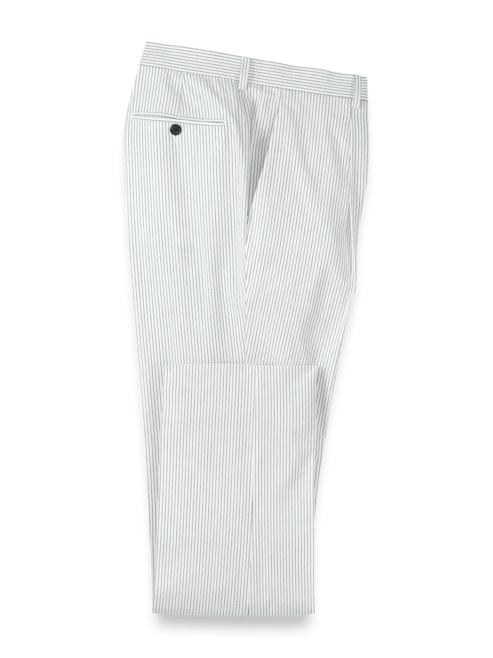 Cotton Stretch Stripe Seersucker Single Pleat Suit Pants - White/blue