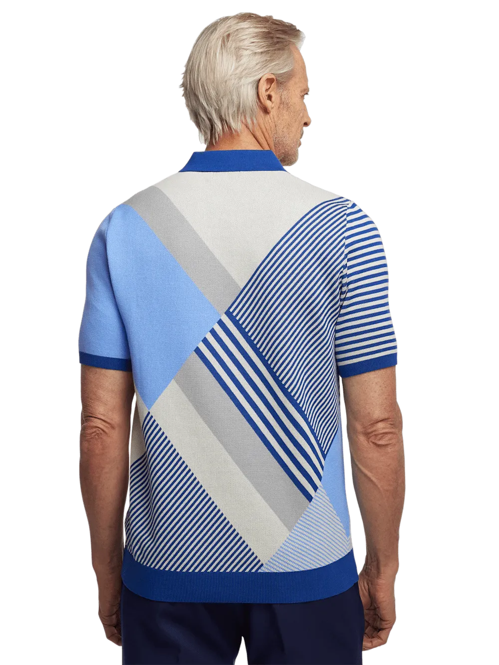 Cotton Three Button Polo - Blue Multi