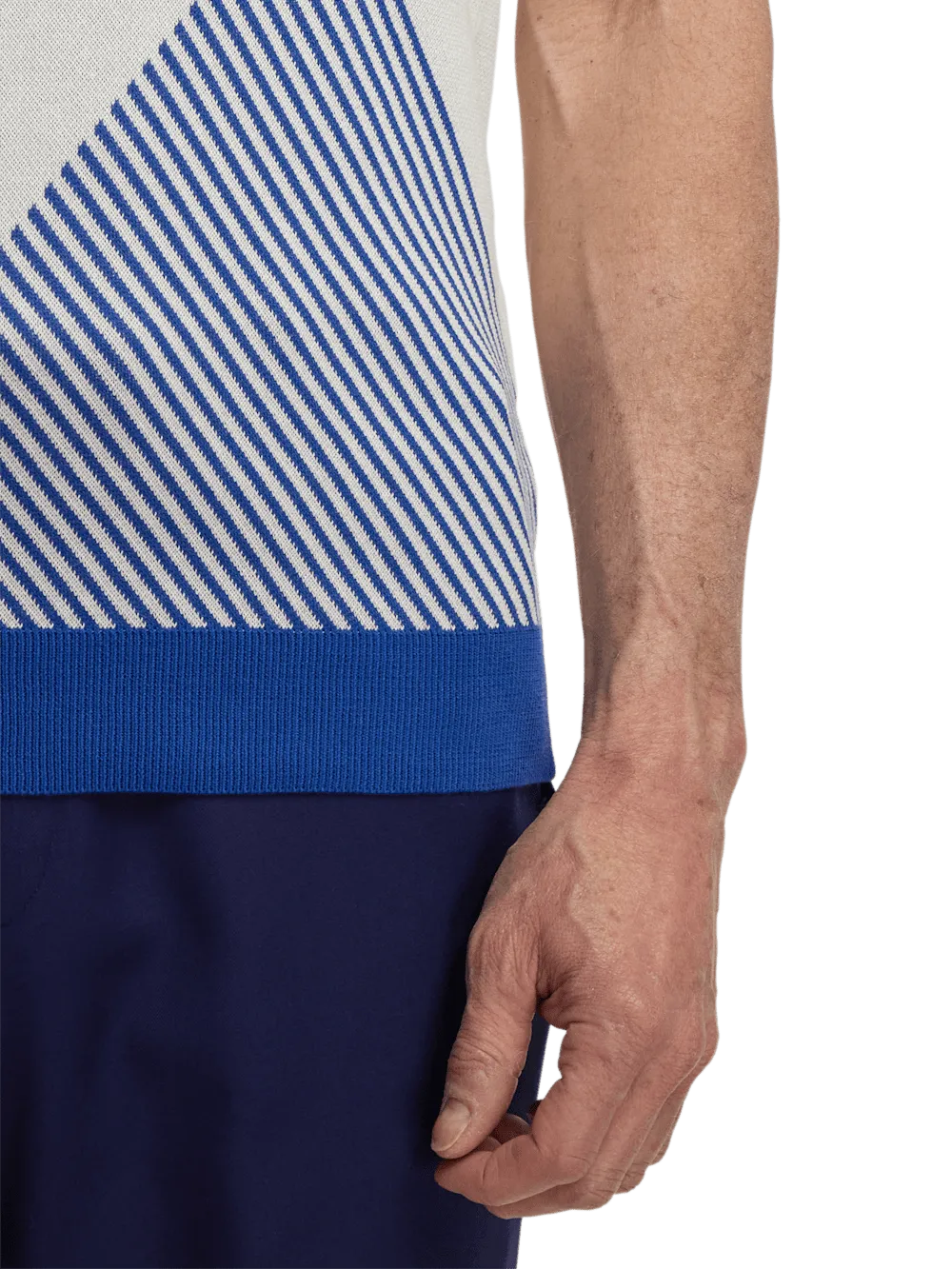 Cotton Three Button Polo - Blue Multi