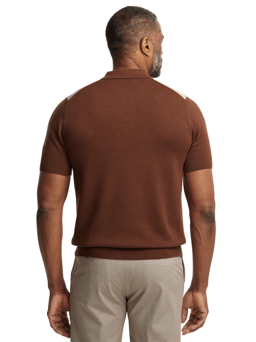 Cotton Three Button Polo - Brown Multi