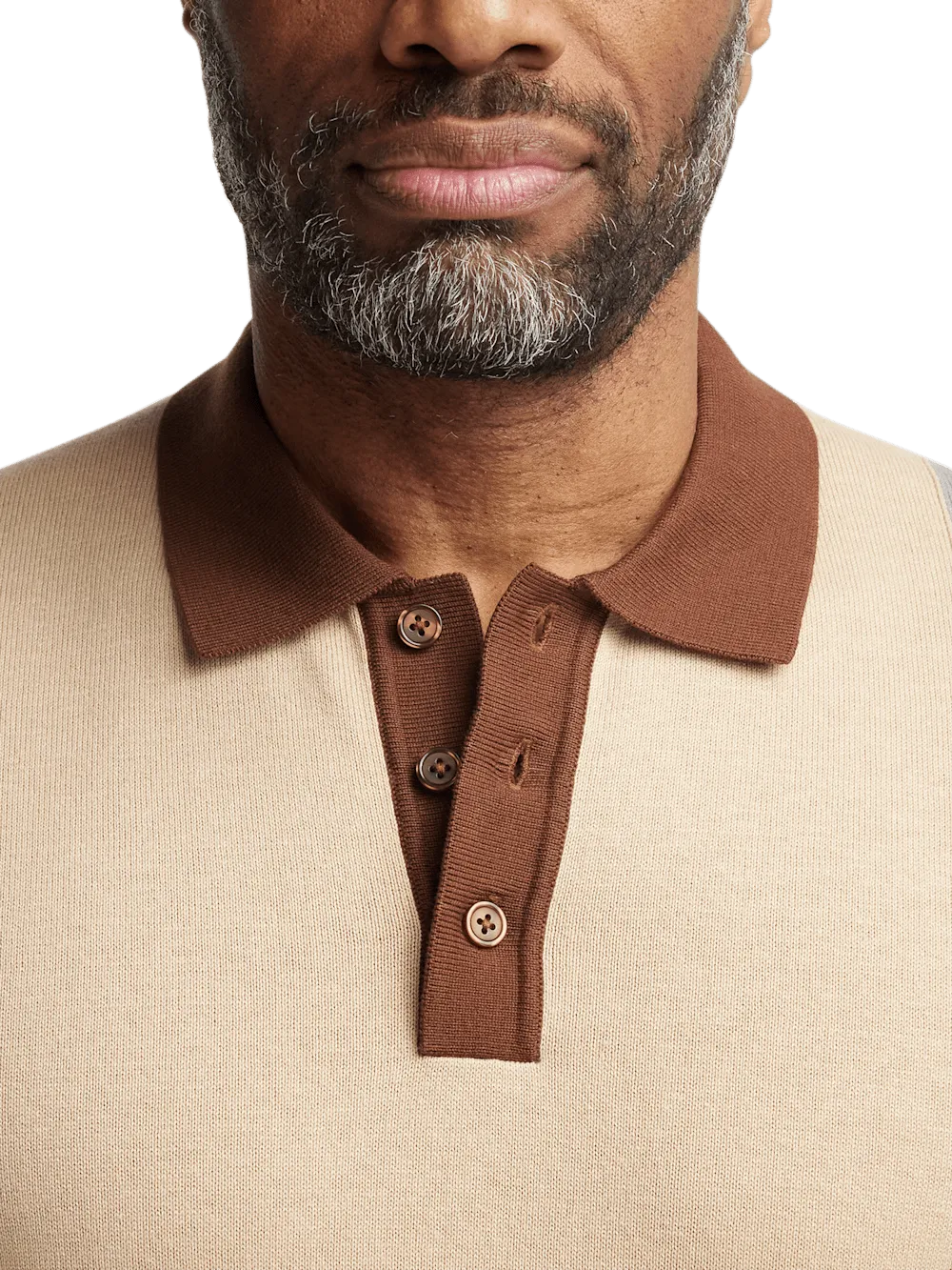 Cotton Three Button Polo - Brown Multi