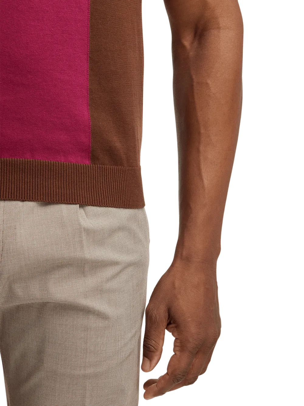 Cotton Three Button Polo - Brown Multi