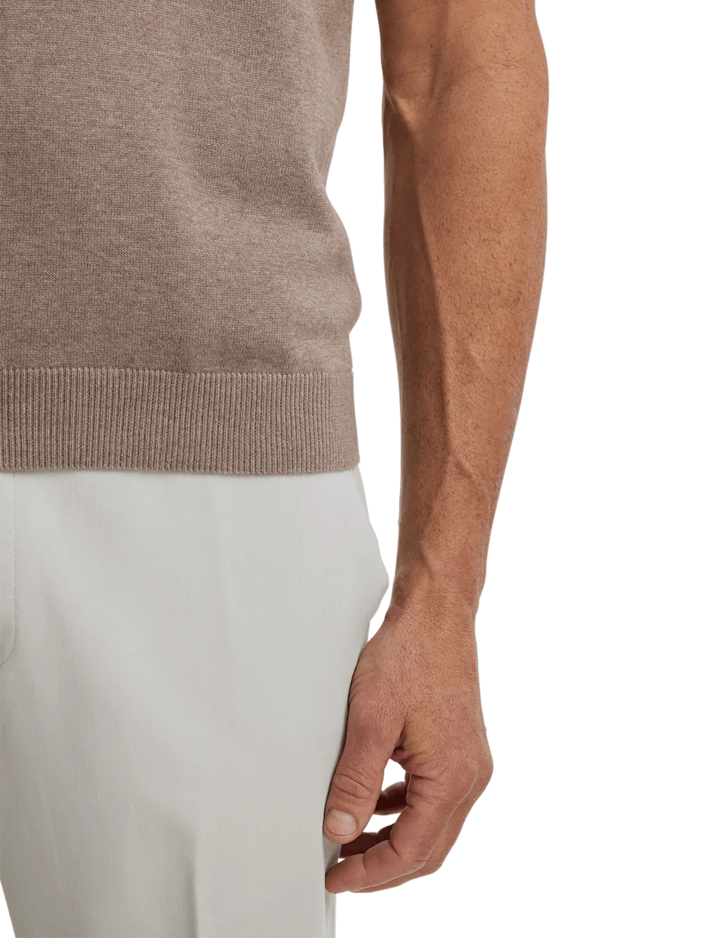 Cotton Three Button Polo - Brown