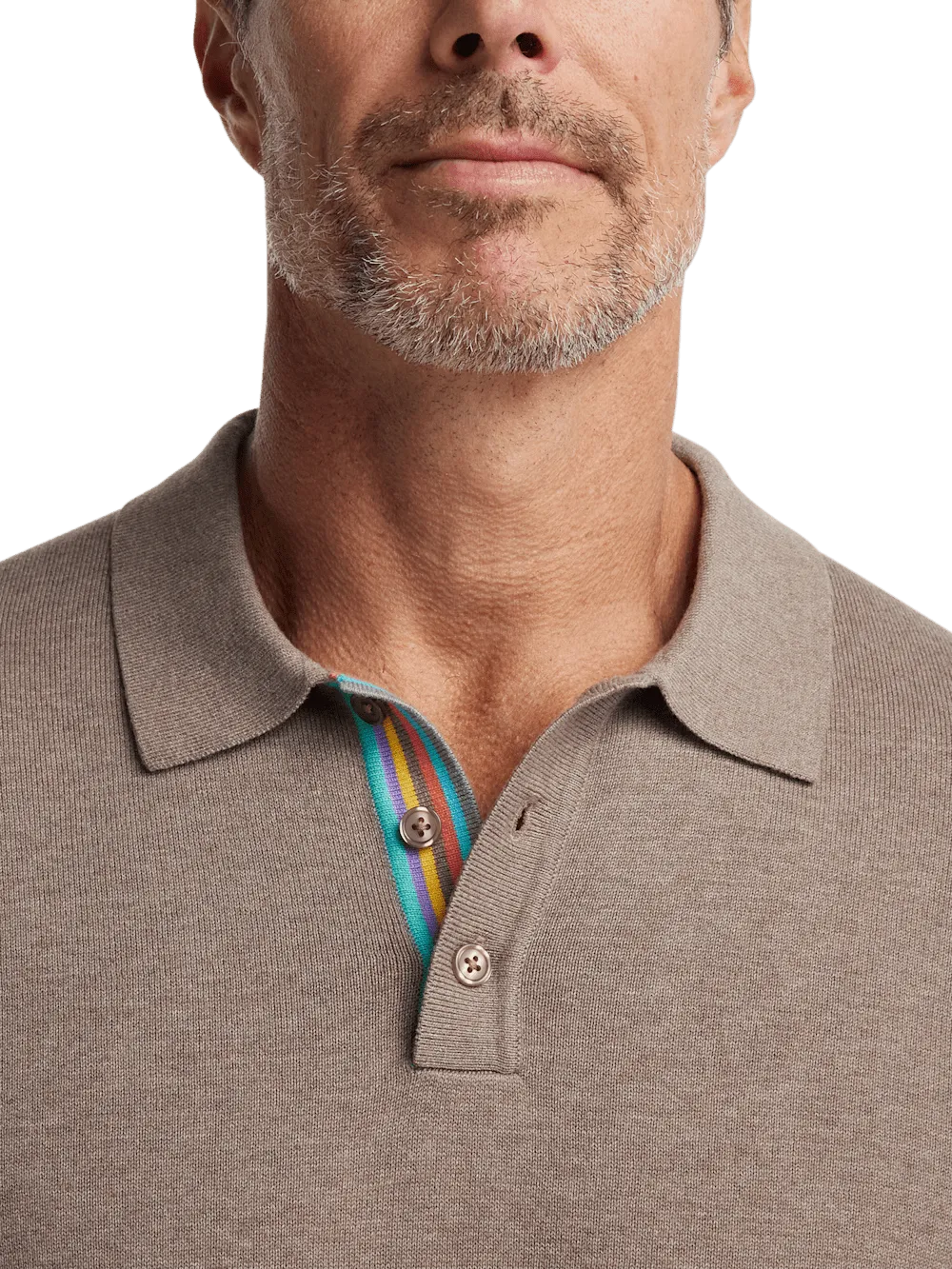 Cotton Three Button Polo - Brown