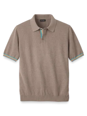 Cotton Three Button Polo - Brown