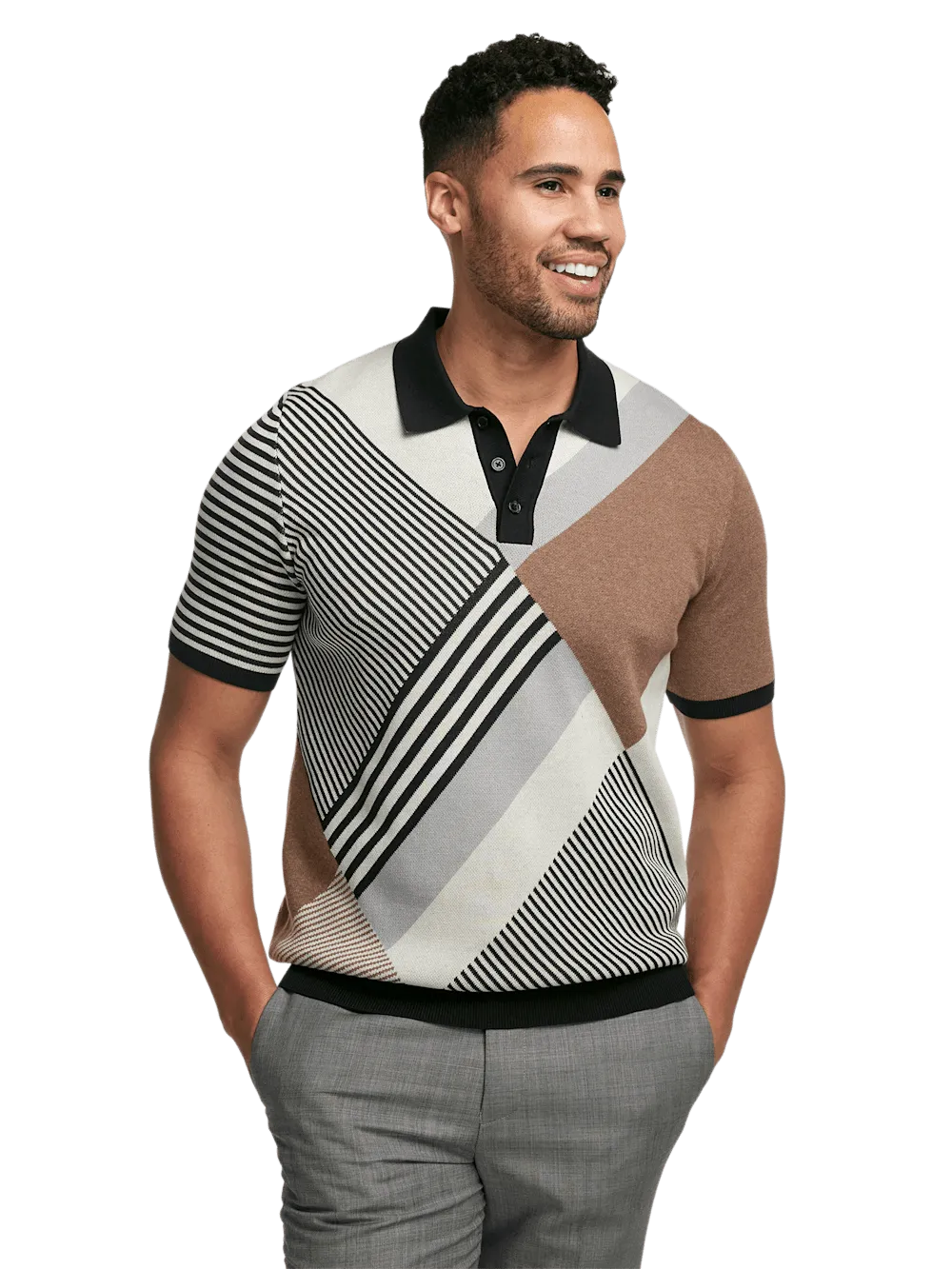Cotton Three Button Polo - Multi