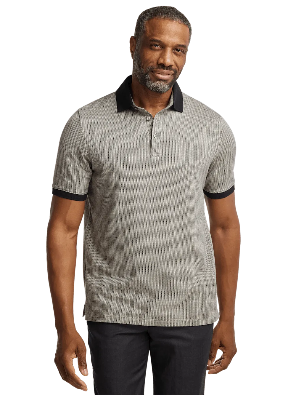 Cotton Three Button Polo - Tan Multi