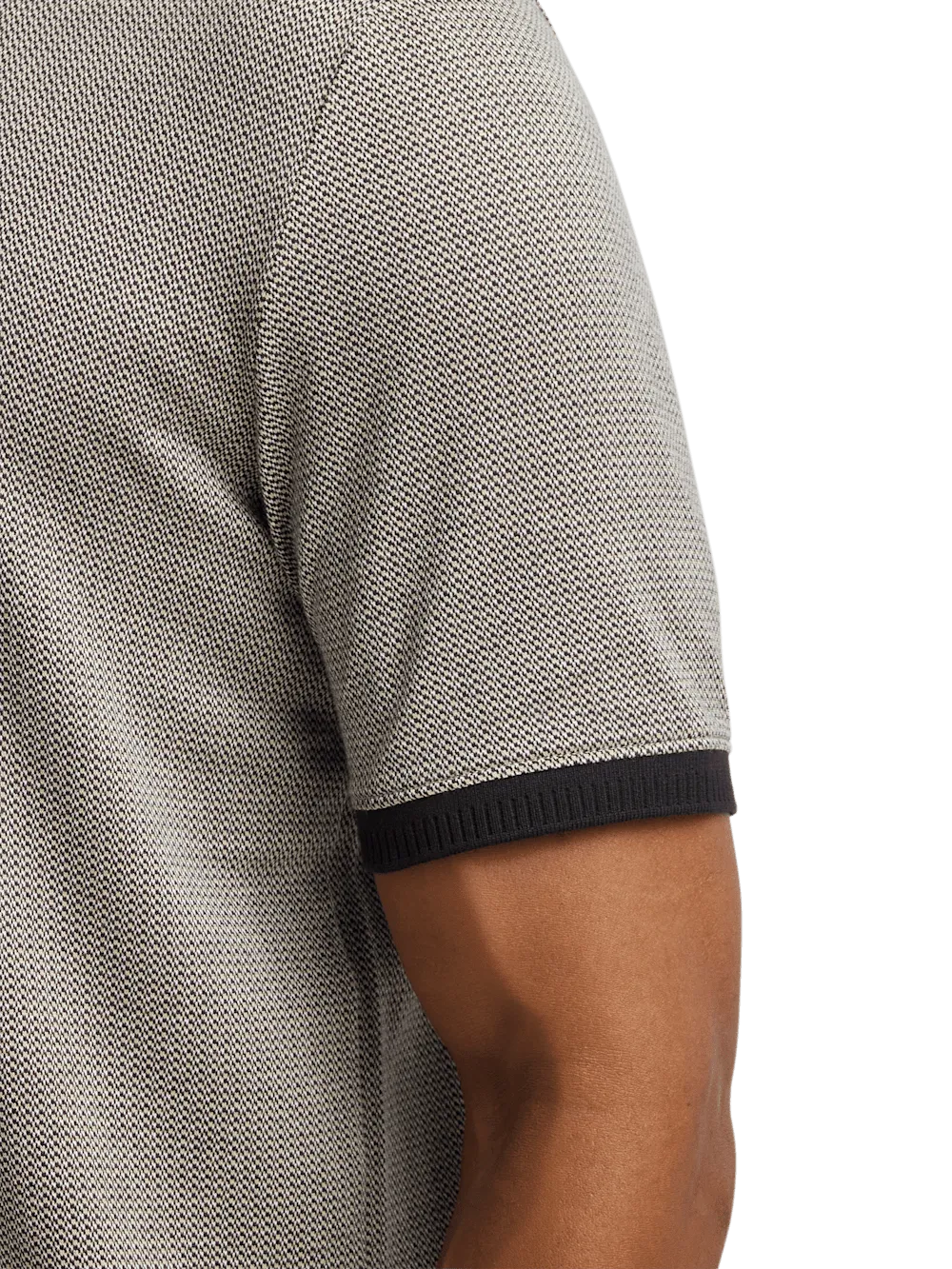 Cotton Three Button Polo - Tan Multi