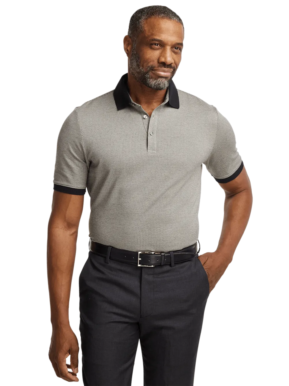 Cotton Three Button Polo - Tan Multi