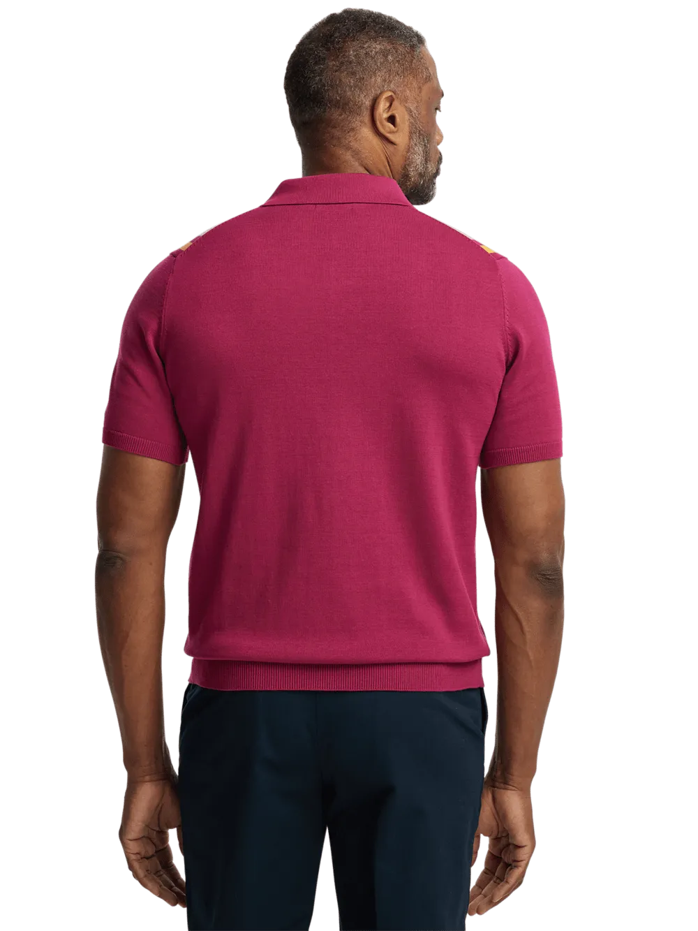 Cotton V-neck Polo - Burgundy