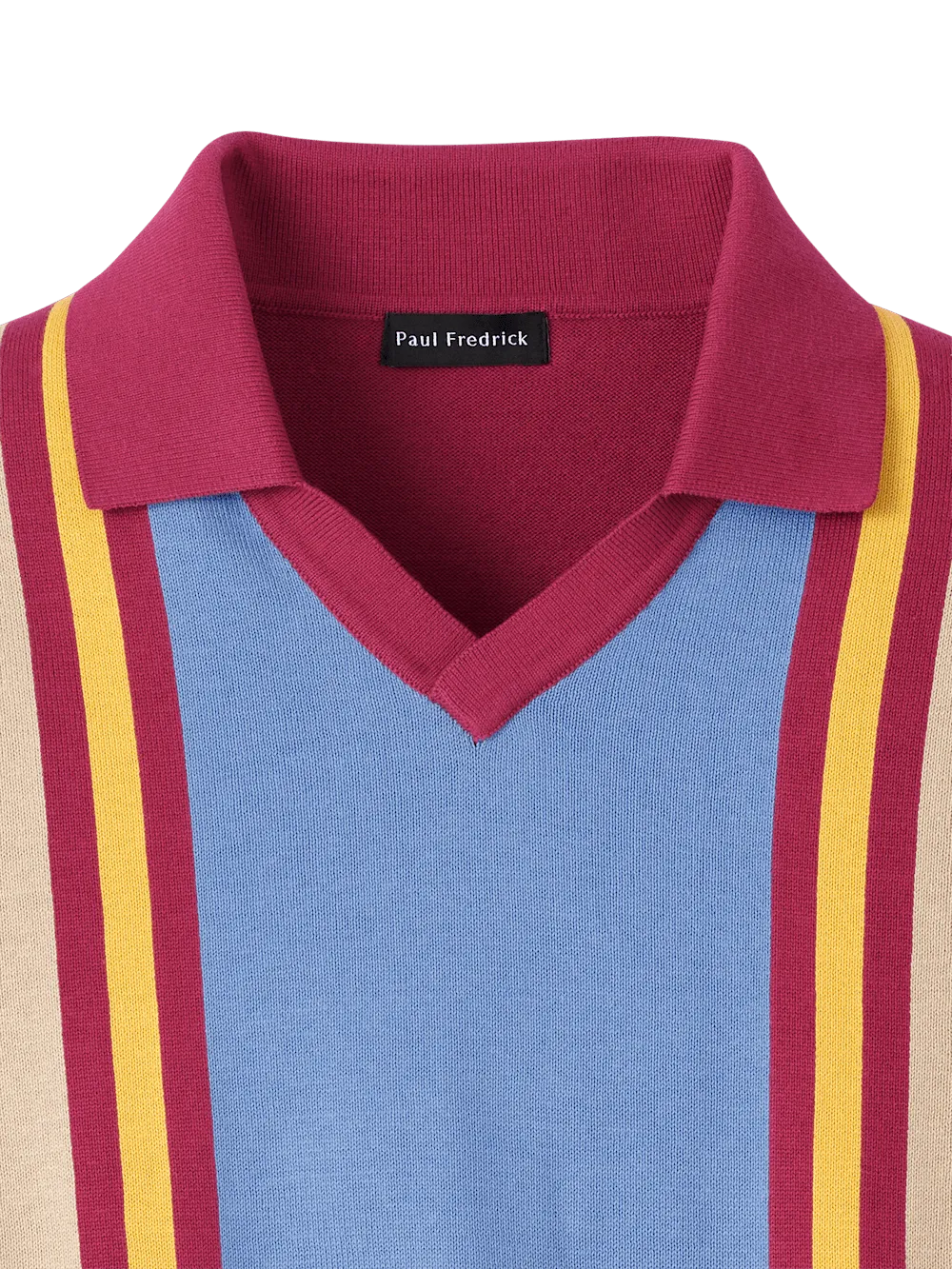 Cotton V-neck Polo - Burgundy