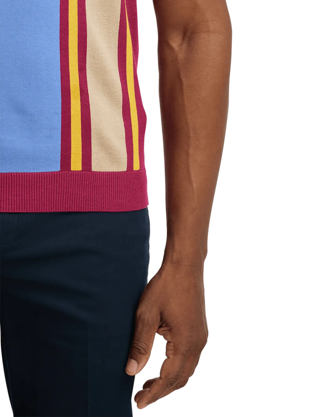 Cotton V-neck Polo - Burgundy