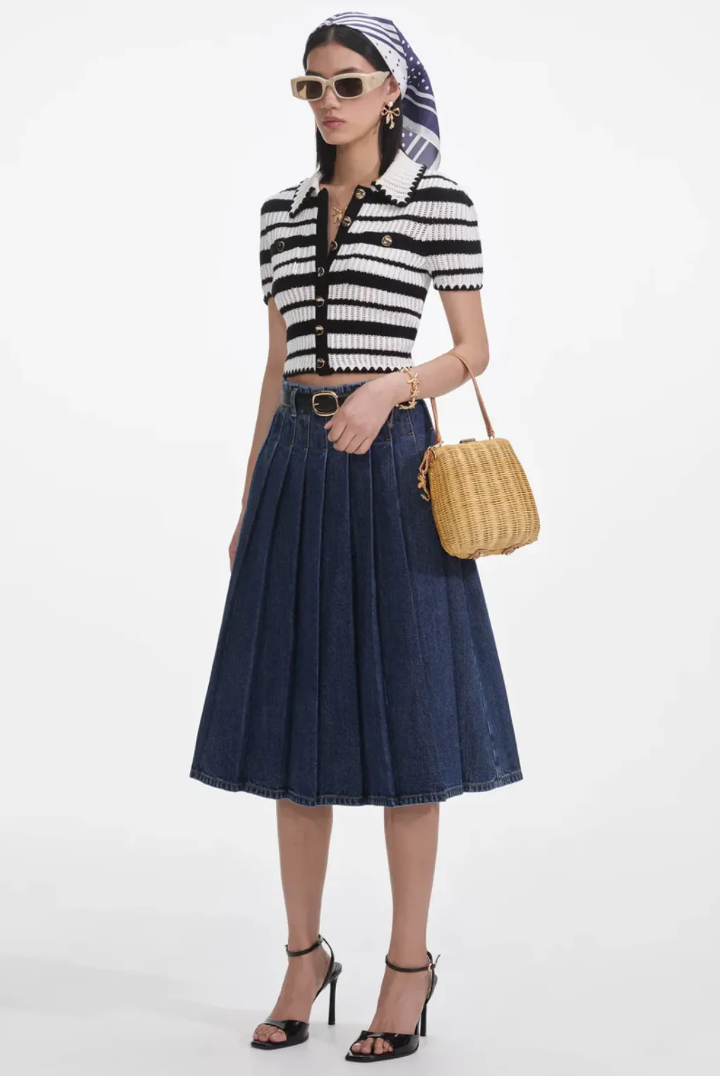 Cream and Black Striped Crochet Top