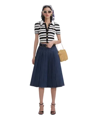 Cream and Black Striped Crochet Top