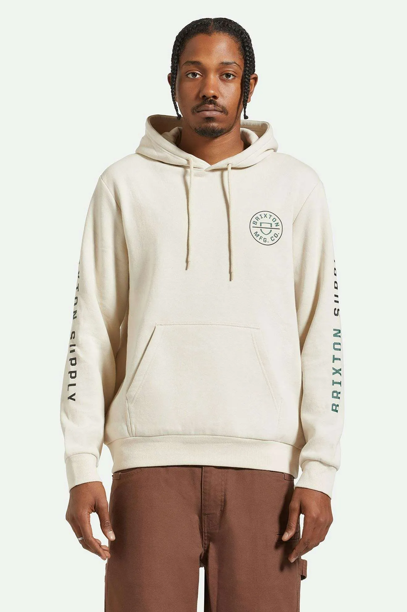 Crest Hoodie - Beige/Black/Pine Needle Brixton