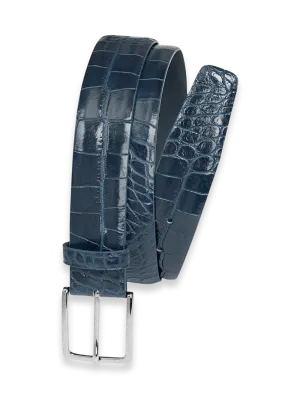 Crocodile Embossed with Changeable Buckle Belt - Blue