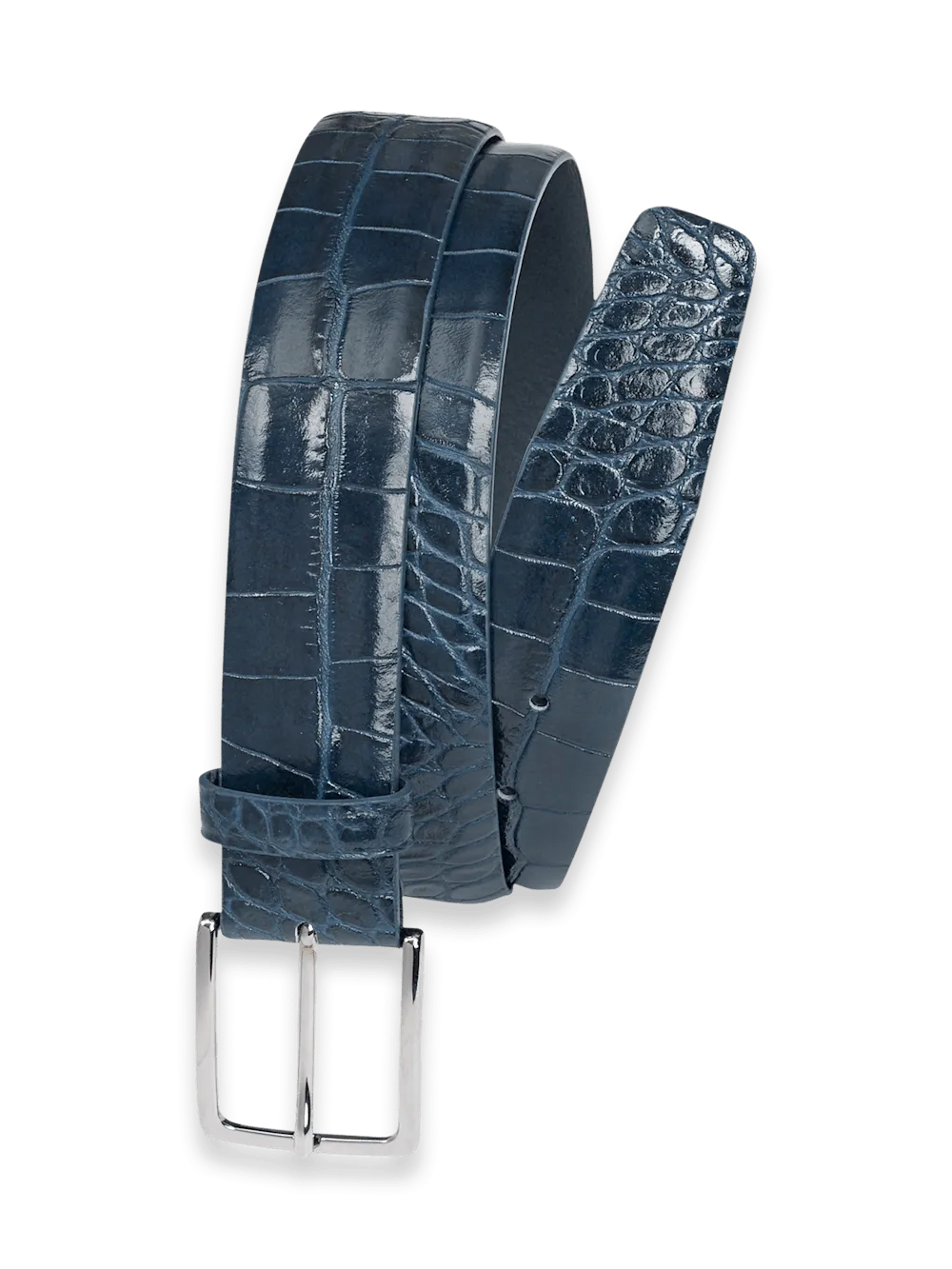 Crocodile Embossed with Changeable Buckle Belt - Blue