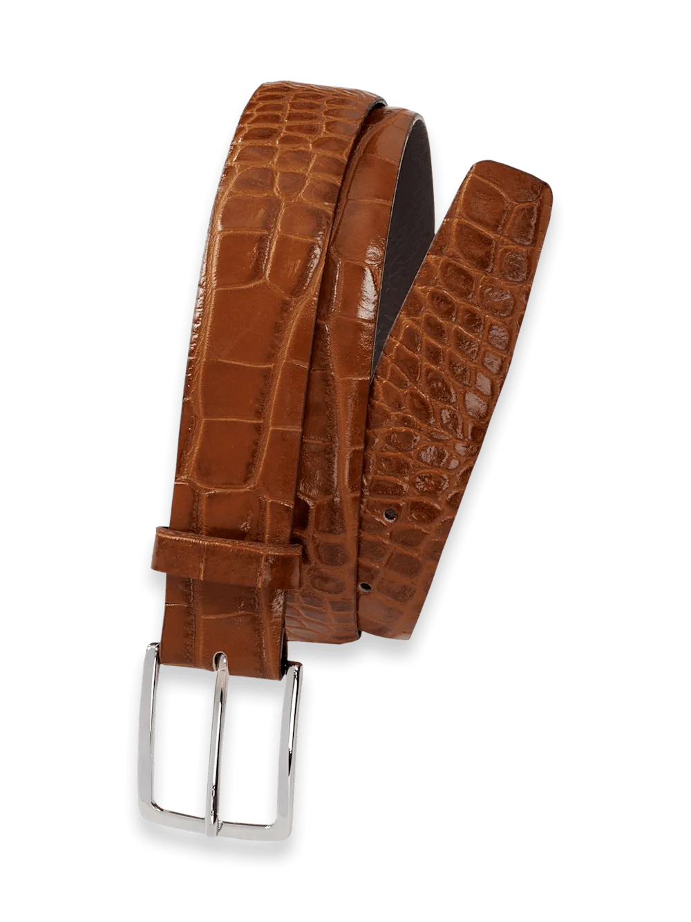Crocodile Embossed with Changeable Buckle Belt - Brandy