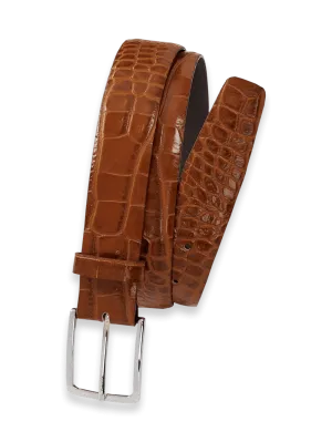 Crocodile Embossed with Changeable Buckle Belt - Brandy