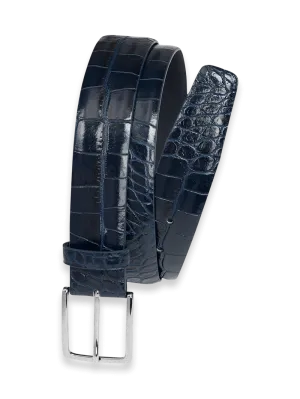 Crocodile Embossed with Changeable Buckle Belt - Navy