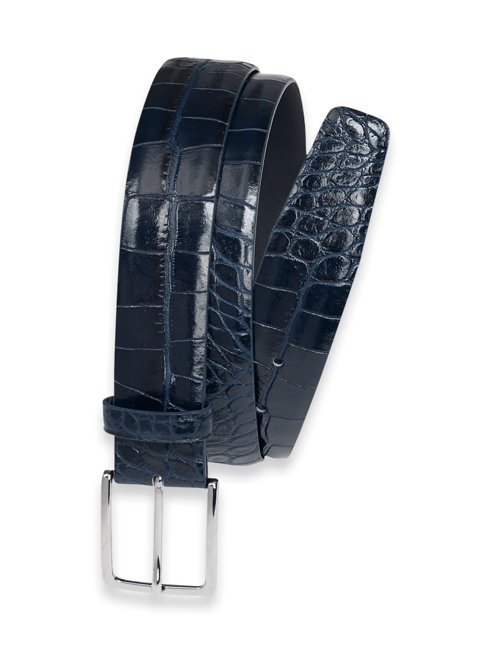 Crocodile Embossed with Changeable Buckle Belt - Navy