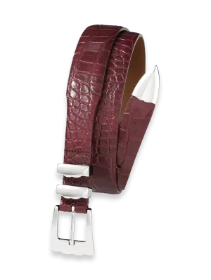 Crocodile Embossed with Metal Keeper & Tip Belt - Cordovan